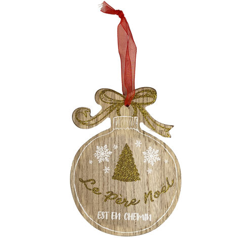 Décoration de sapin à suspendre boule de noël en bois (1/2)