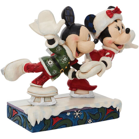Figurine de collection Mickey et Minnie patin à glace