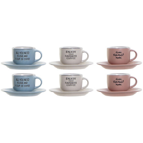 Set de 6 grandes tasses à café avec sous-tasses