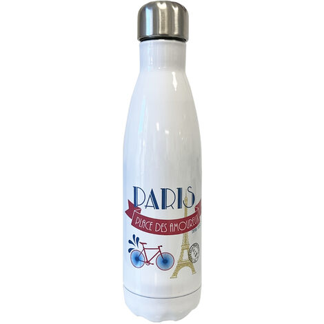Bouteille isotherme Paris place des amoureux en inox (1/2)