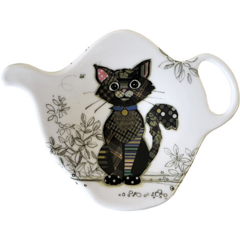 Soucoupe pour sachet de thé chat noir (1/2)
