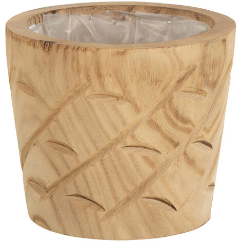 Cache pot en bois naturel 17 cm (1/3)