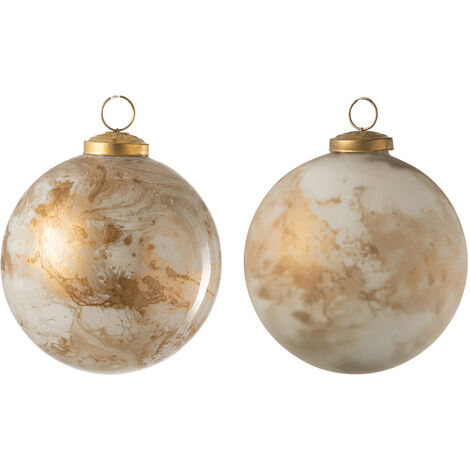 Lot de 2 boules de noël motif marbre doré (1/3)