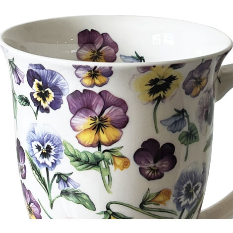 Bouquet de Pensées - Tasse en Porcelaine Fine