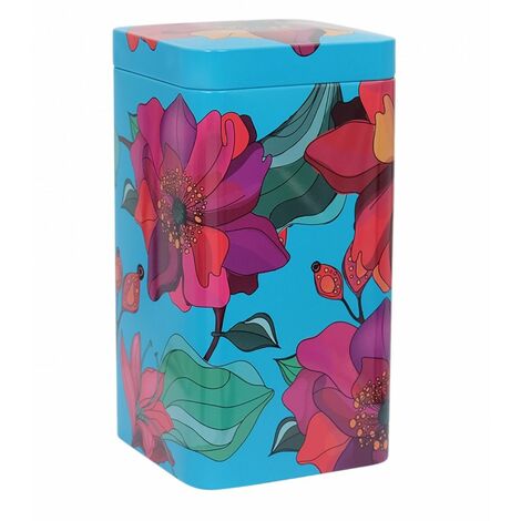 Boite métallique pour le thé ou le café poppy turquoise 500 grs (1/2)