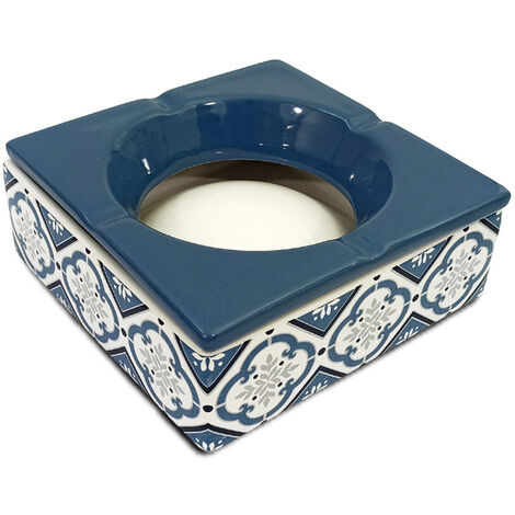 Grand cendrier marocain bleu en céramique carreaux de ciment