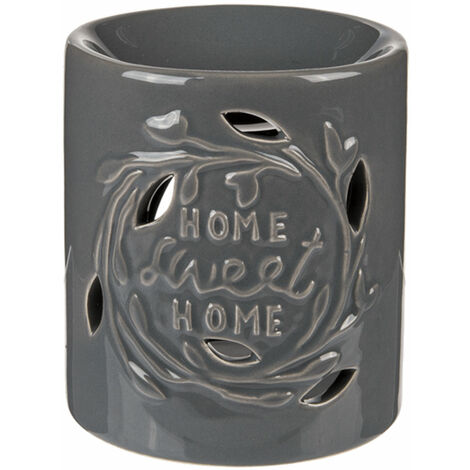 Brûle-Parfum home sweet home en céramique grise (1/2)