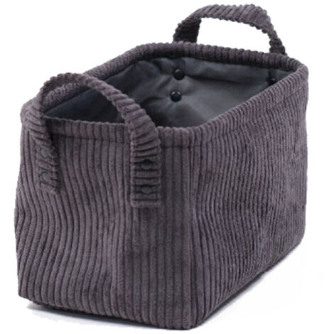 Corbeille fusain rectangulaire cosy en velours côtelé (1/3)