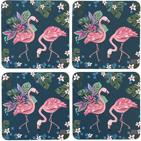 Boite de 4 sous verres Flamingo (1/2)