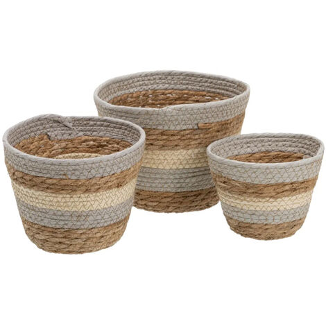 Set de 3 paniers en fibre de roseau et cosse de maïs (1/5)