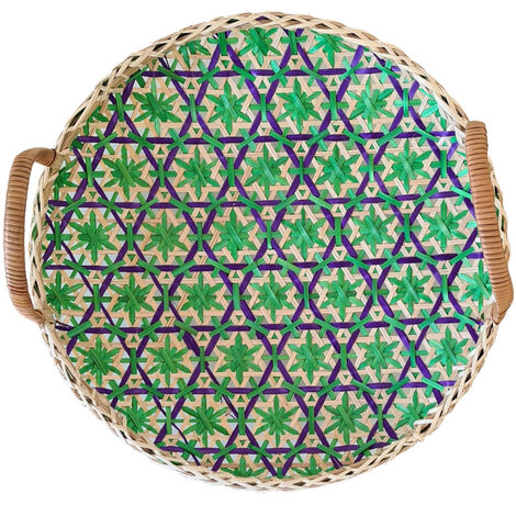 Set de trois plateaux en bambou tressé (1/5)