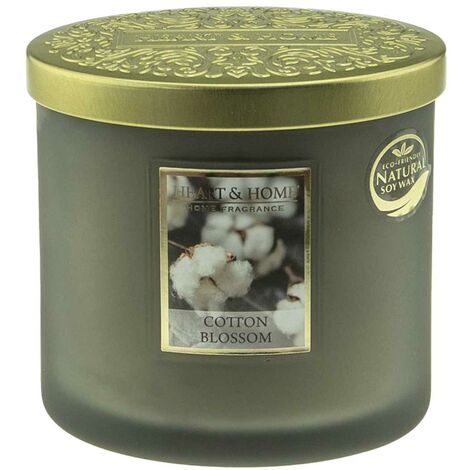 Bougie ellipse 2 mèches Heart and Home Fleurs de Coton (1/4)