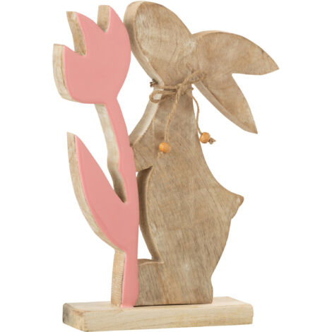 Figurine Lapin et tulipe en bois de rose (1/3)