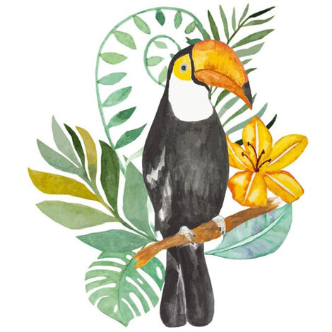 Adhésif décoratif Mural Toucan aquarelle (1/2)