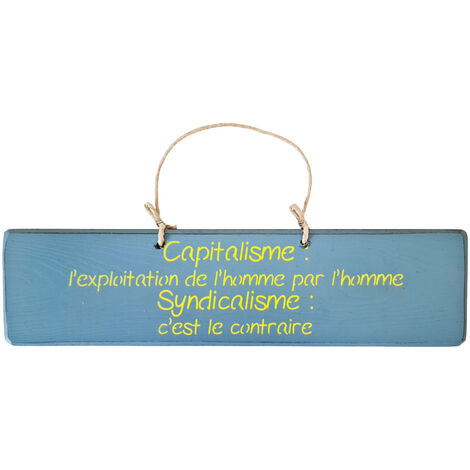 Plaque décorative en bois bleue - le capitalisme (1/2)
