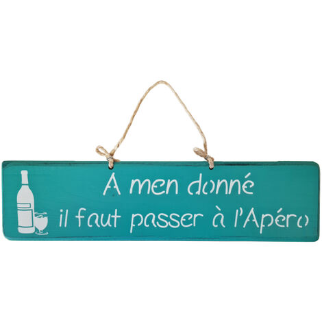 Plaque décorative turquoise en bois A men donné... (1/2)