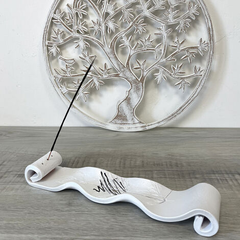 Porte encens artisanal blanc nacré