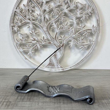 Porte encens artisanal gris métallisé