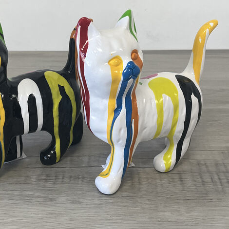 Miniature Chat Céramique Multicolore Pour Maison De Poupée 1:12 - Style Hawaii, Fait Main Au Royaume-Uni