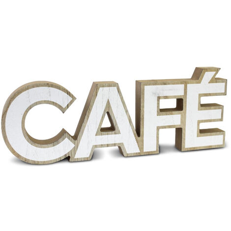 Mot à poser décoratif en bois - Café