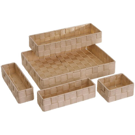 Set de 5 Panières beiges - organiseur de tiroir (1/3)