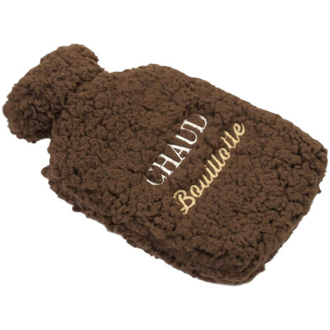 Bouillotte marron avec enveloppe en fourrure (1/2)