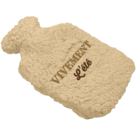 Bouillotte avec enveloppe en fourrure beige (1/2)