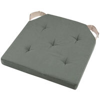 Coussin de chaise réversible vert et lin en coton 38 cm