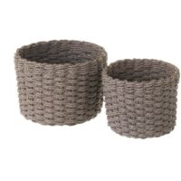 Set 2 panières grises en fibre de papier tressée