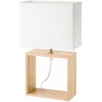 Lampe à Poser Rectangulaire Bois Abat-jour Blanc - Hauteur 41cm