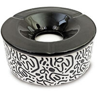 Grand cendrier noir et blanc type marocain géant en céramique