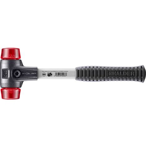 HALDER SIMPLEX Schonhammer Ø 40 mm Plastik rot mit verstärkem Tempergussgehäuse und Fiberglasstiel (1/5)