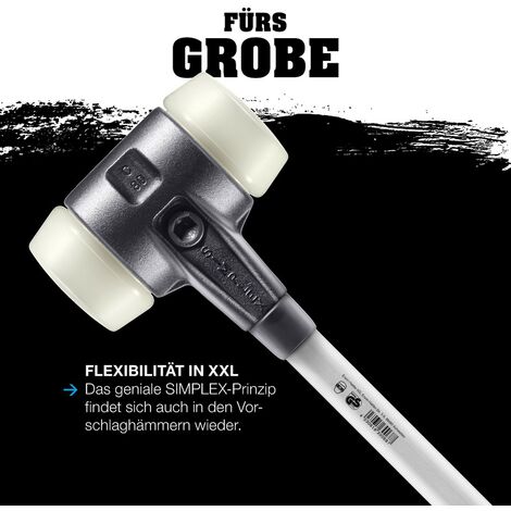 HALDER SIMPLEX Vorschlaghammer – 80mm Gummi/Superplastik Mit Standfuß – 3220g, Holzstiel