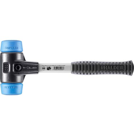 HALDER SIMPLEX Schonhammer Ø 50 mm TPE-soft blau mit verstärkem Tempergussgehäuse und Fiberglasstiel (1/5)