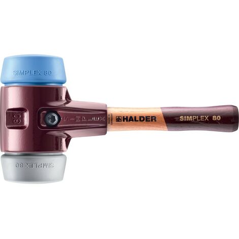 HALDER SIMPLEX TPE Weichhammer / gefüllter Gummi mit Tempergussgehäuse und Holzstiel - D=80 mm - Extra kurzer Stiel - 3013.082