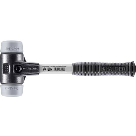 HALDER SIMPLEX Schonhammer Ø 50 mm TPE-mid grau mit verstärkem Tempergussgehäuse und Fiberglasstiel (1/5)