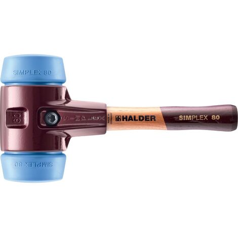 HALDER SIMPLEX Schonhammer Ø 80 mm TPE-soft blau kurzer Stiel mit Tempergussgehäuse (1/5)