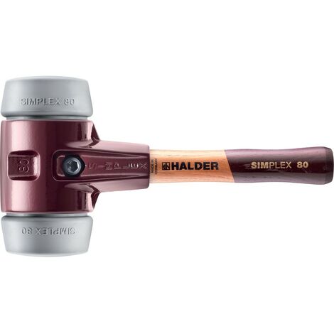 HALDER SIMPLEX Schonhammer Ø 80 mm TPE-mid grau kurzer Stiel mit Tempergussgehäuse