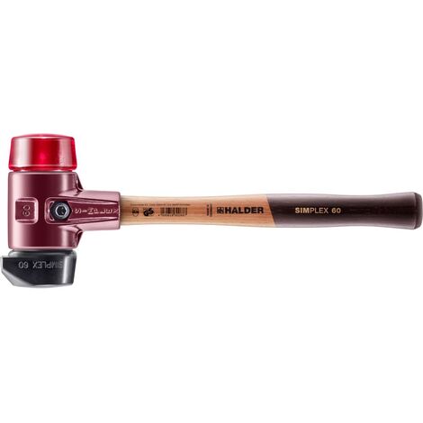 HALDER SIMPLEX Schonhammer Ø 60 mm Gummi / Plastik rot mit Standfuß und Termpergussgehäuse (1/5)
