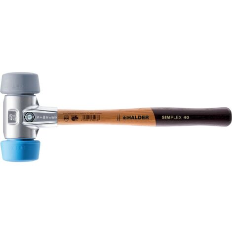 HALDER SIMPLEX Schonhammer Ø 50:40 mm TPE-soft blau / TPE-mid grau mit Aluminiumgehäuse (1/5)
