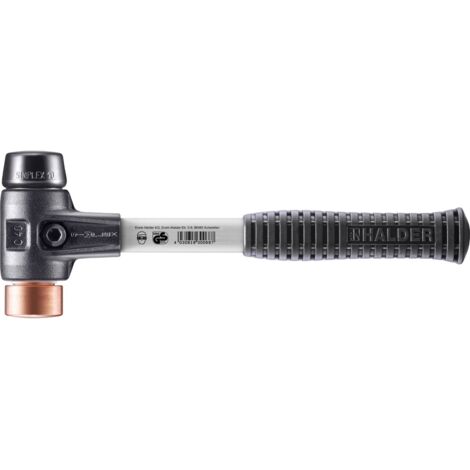 HALDER SIMPLEX Hammer aus gefülltem Gummi / Kupfer mit Gehäuse aus verstärktem Temperguss und Stiel aus Glasfaser - D=40 mm - 3724.040 (1/5)