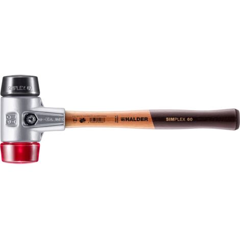 HALDER SIMPLEX Schonhammer Ø 60 mm Gummi schwarz / Plastik rot mit Aluminiumgehäuse (1/5)
