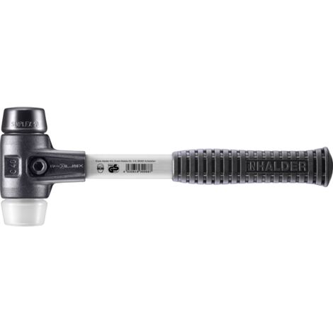 HALDER SIMPLEX Hammer Gefüllter Gummi / Superplastik mit verstärktem Tempergussgehäuse und Glasfaserstiel - D=40 mm - 3727.040