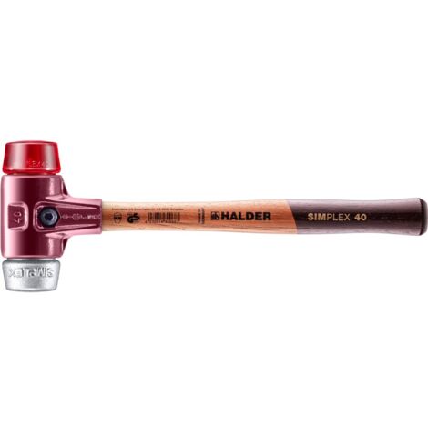 HALDER SIMPLEX Schonhammer Ø 40 mm Plastik rot / Weichmetall mit Tempergussgehäuse (1/5)