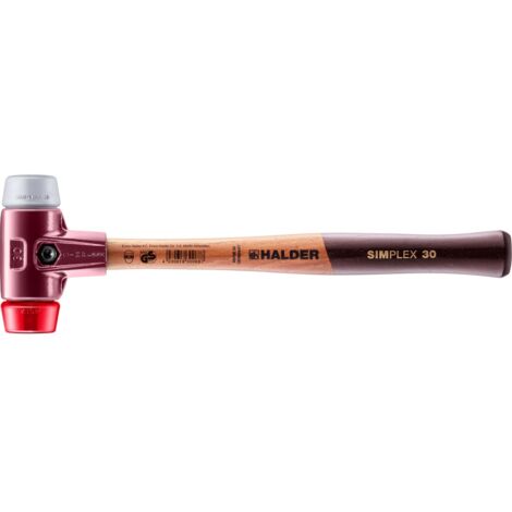 HALDER SIMPLEX Schonhammer Ø 30 mm TPE-mid grau / Plastik rot mit Tempergussgehäuse