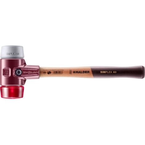 HALDER SIMPLEX Schonhammer Ø 60 mm TPE-mid grau / Plastik rot mit Tempergussgehäuse (1/5)