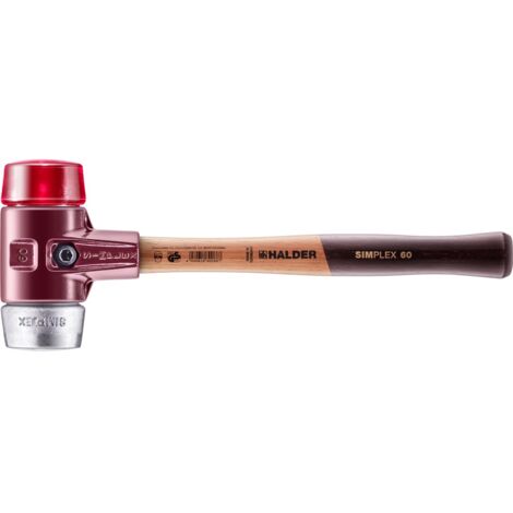 HALDER SIMPLEX Schonhammer Ø 60 mm Plastik rot / Weichmetall mit Tempergussgehäuse (1/5)