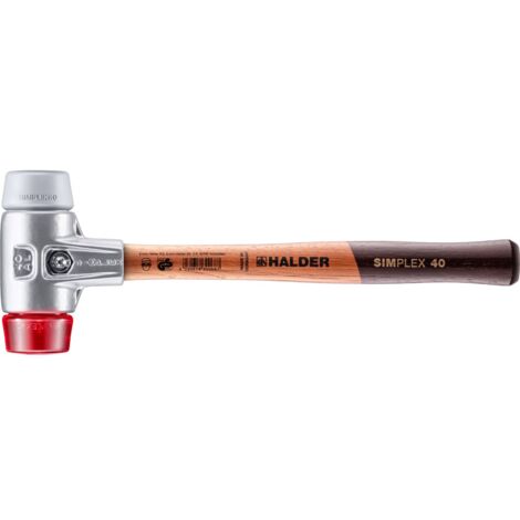 HALDER SIMPLEX Schonhammer Ø 40 mm TPE-mid grau / Plastik rot mit Aluminiumgehäuse (1/5)