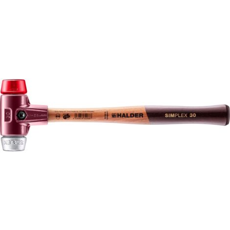 HALDER SIMPLEX Schonhammer Ø 30 mm Plastik rot / Weichmetall mit Tempergussgehäuse (1/5)