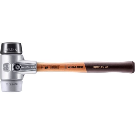 HALDER SIMPLEX Schonhammer Ø 60 mm Gummi schwarz / TPE-mid grau mit Aluminiumgehäuse (1/5)